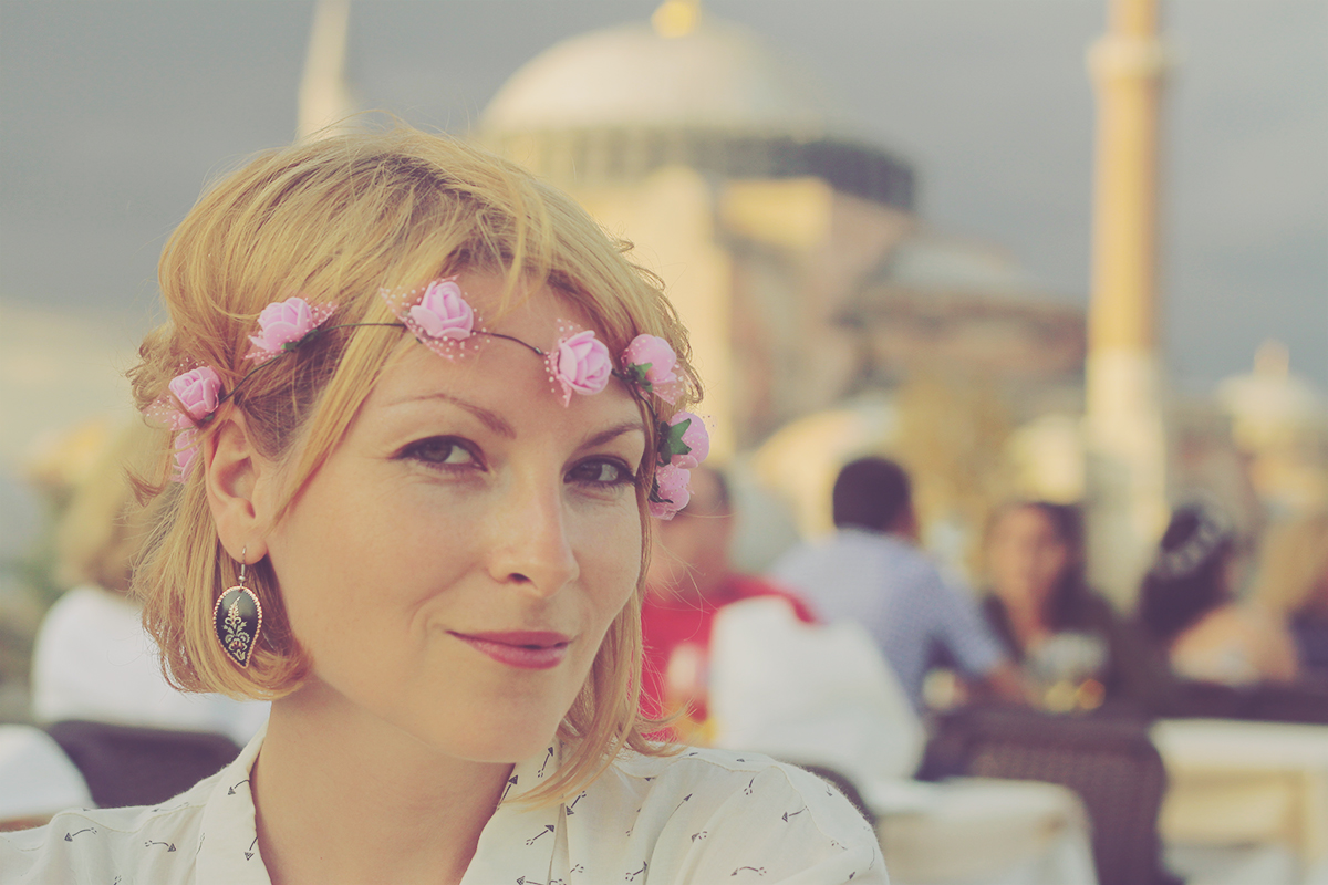 istanbul_floral headband and turkish earrings