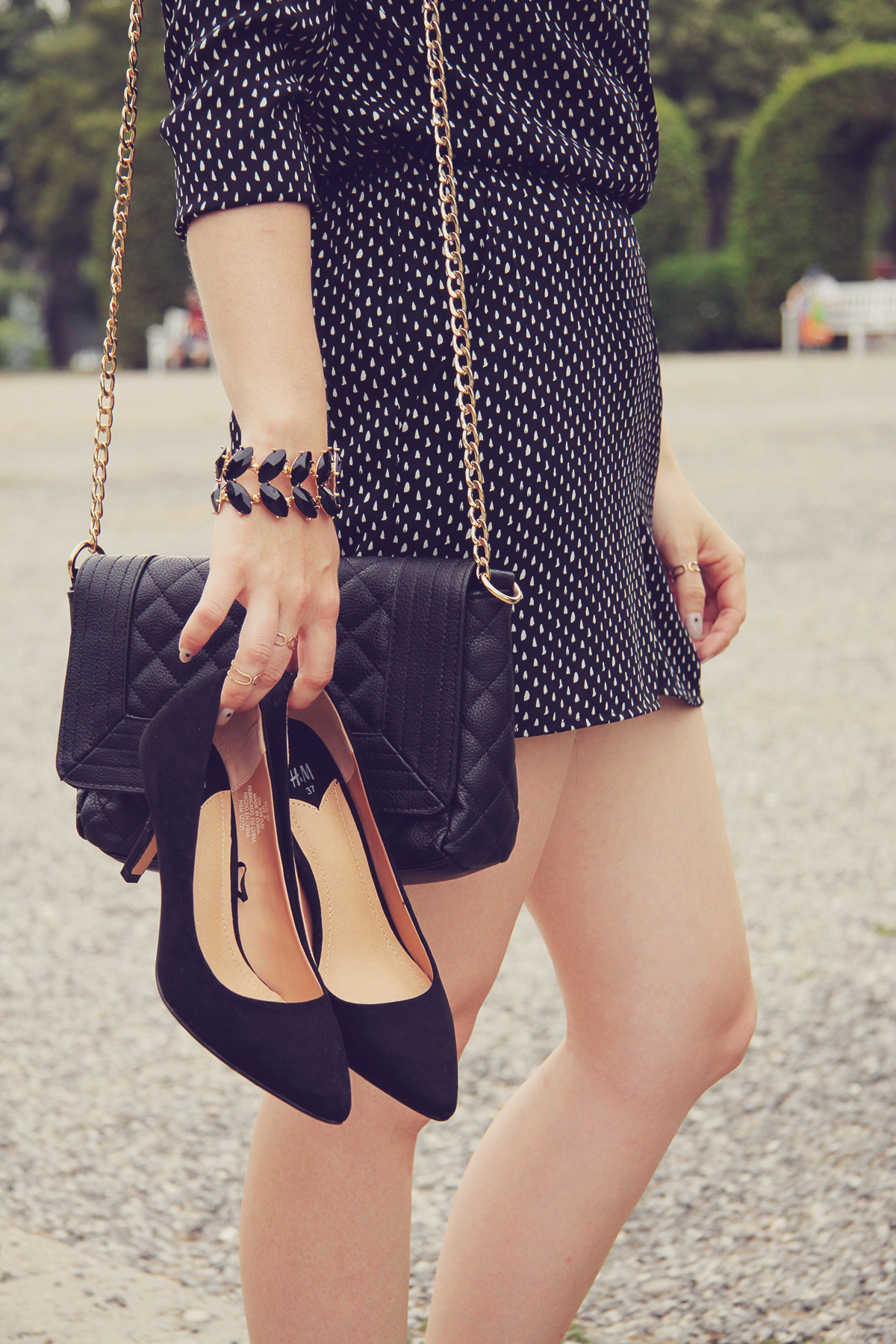 black pumps and accessories