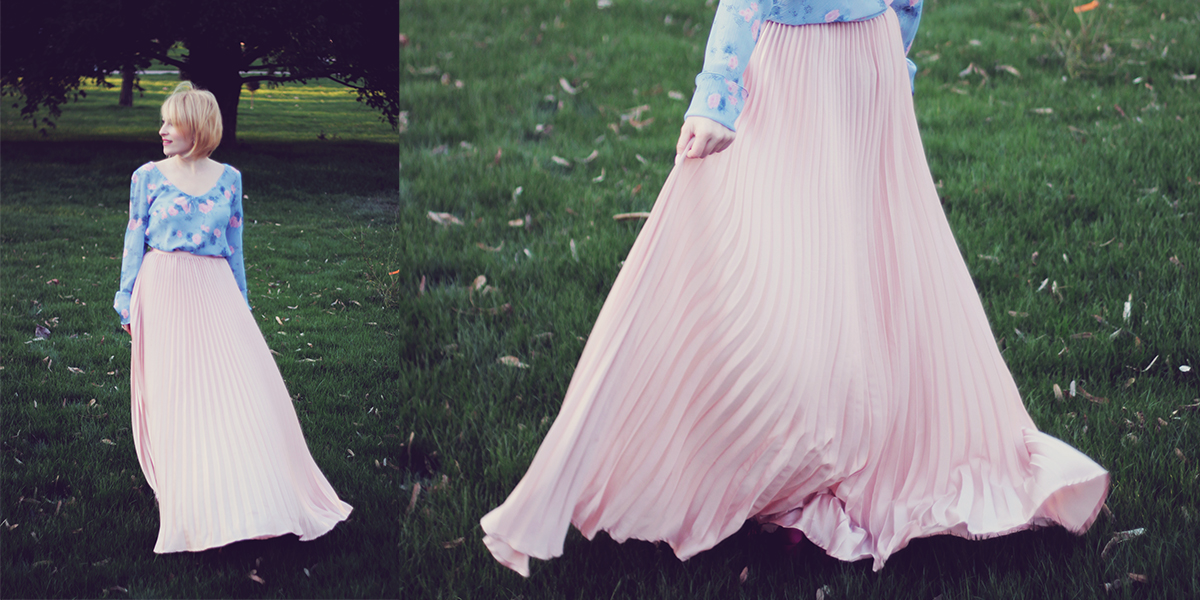 rose quartz pleated skirt