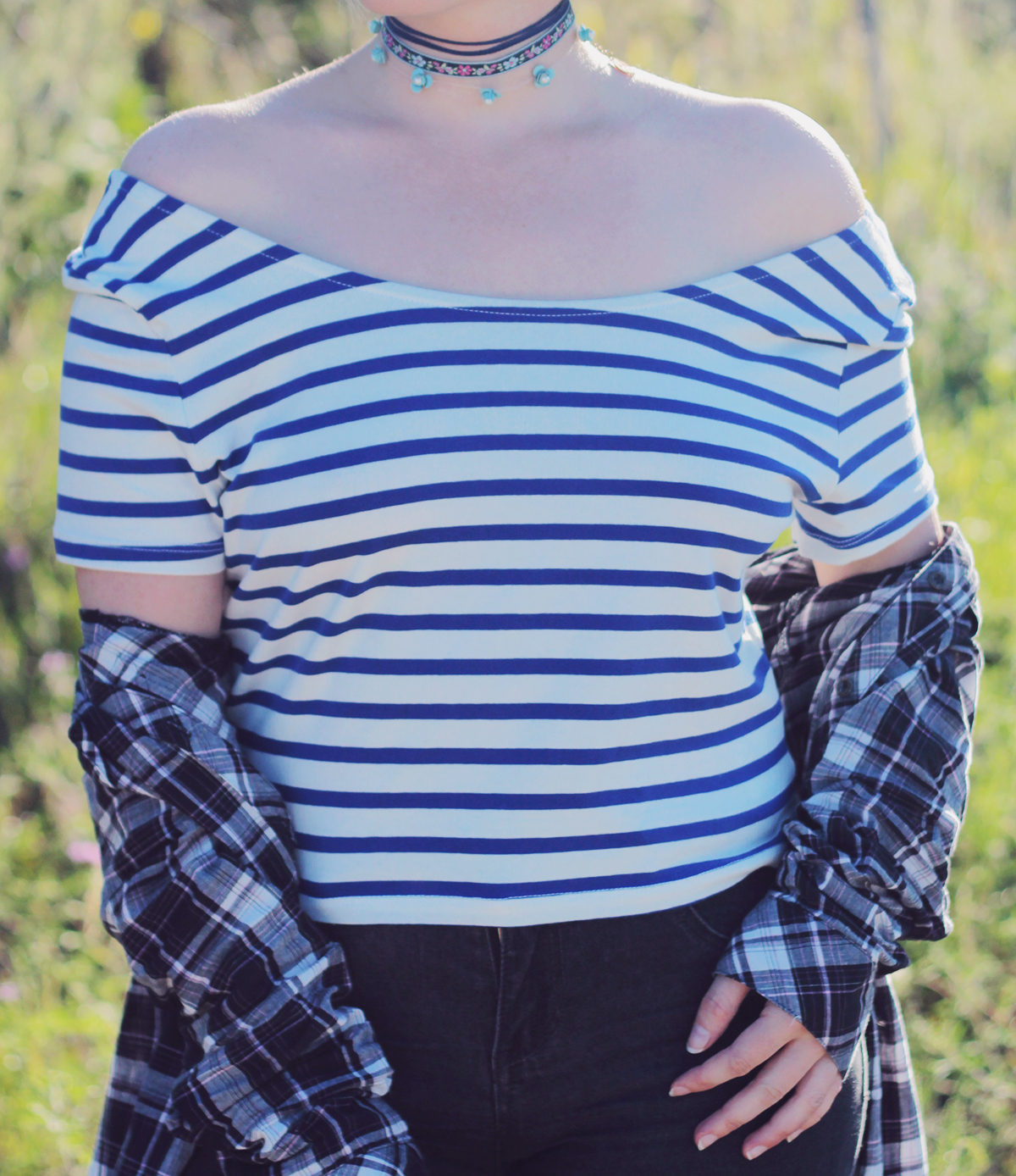 blue stripes and chokers