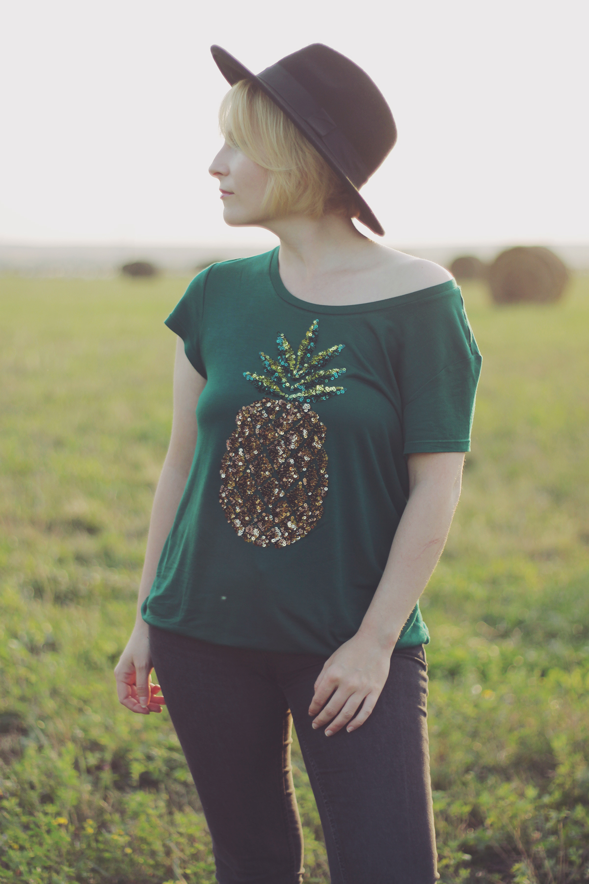 jeans and pineapple t-shirt