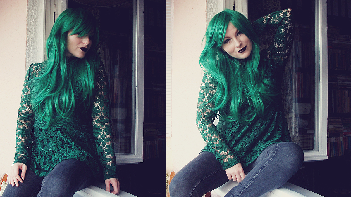 dresslily-emerald-green-lace-blouse-and-emerald-wig