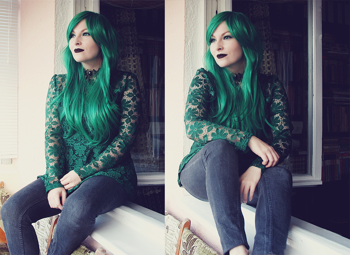 dresslily-emerald-green-lace-blouse-and-wig
