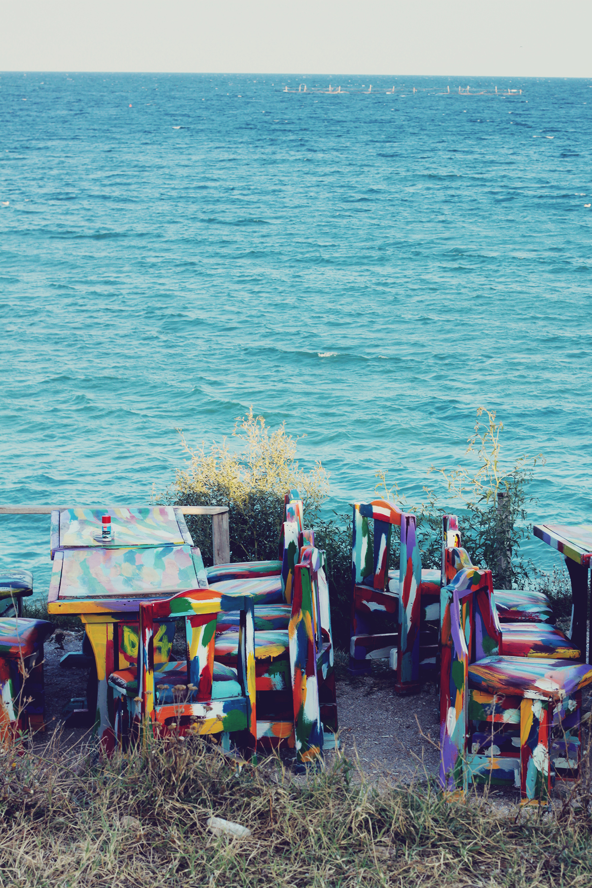 the black sea, vama veche, colorful tables