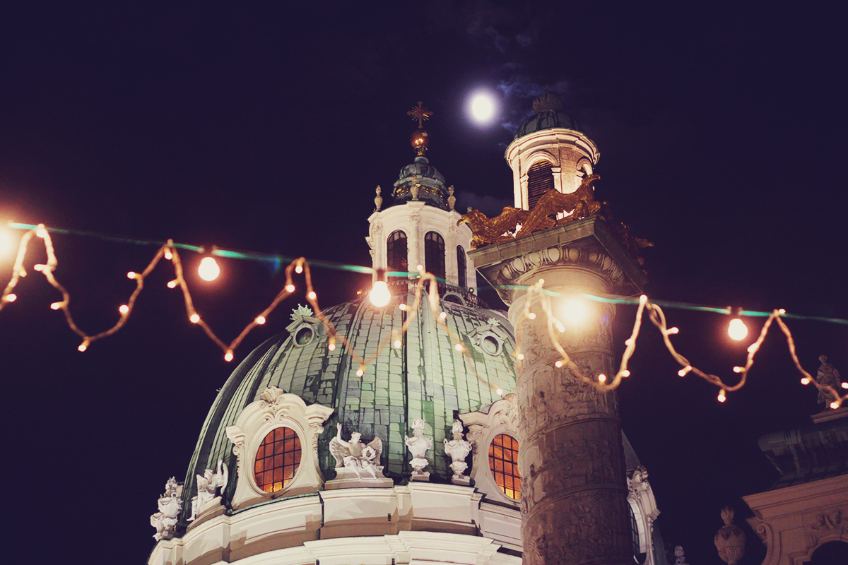 Vienna, Vienna Christmas Market, travel, Karlsplatz, night lights, Christmas lights