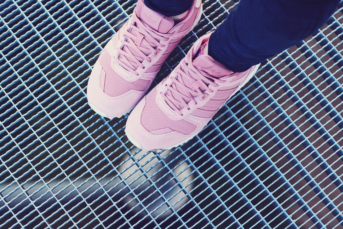 winter fashion, pink adidas originals, urban landscape, Vienna