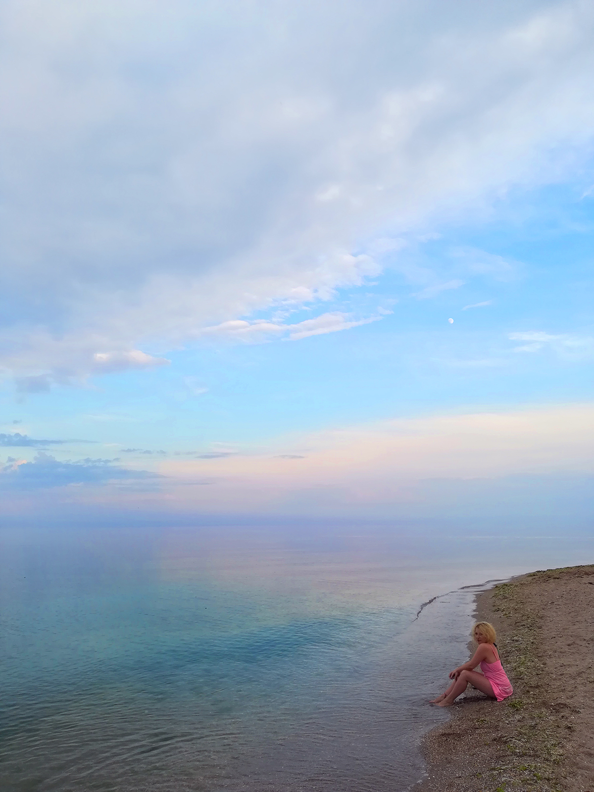 beautiful Summer sunset by the beach, hot pink dress, girl on the beach, vama veche