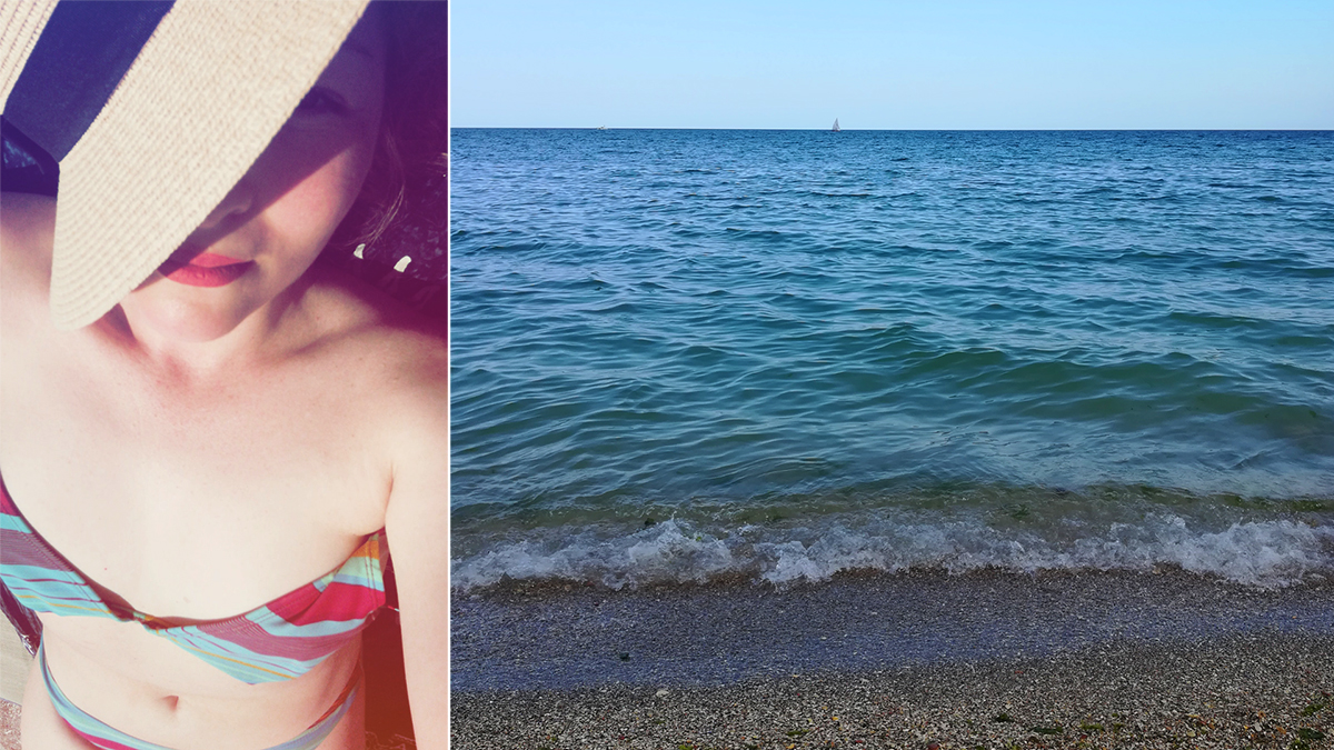 beach life, tanning, sunbathing, swimsuit, straw hat, beach look, vama veche, summer, sea, beach