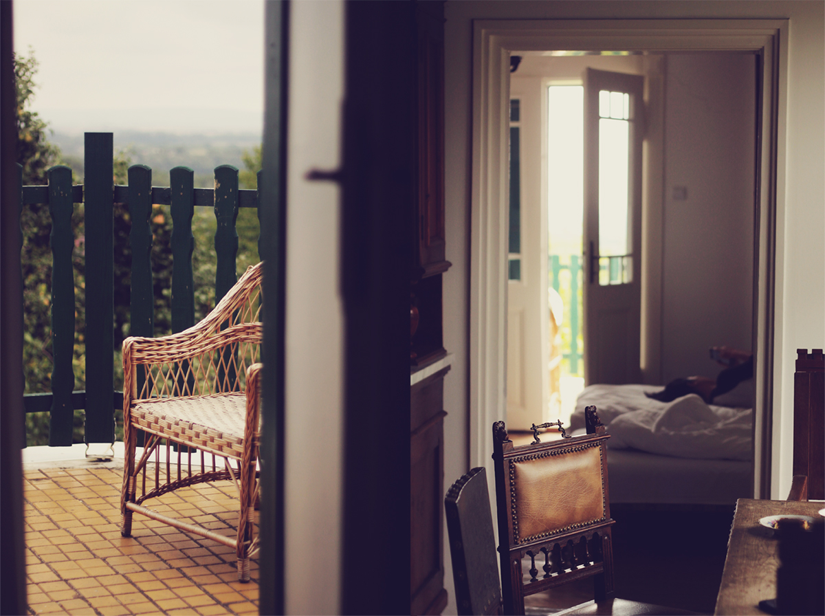 balcony, terrace, rattan armchair, old mansion, bedroom