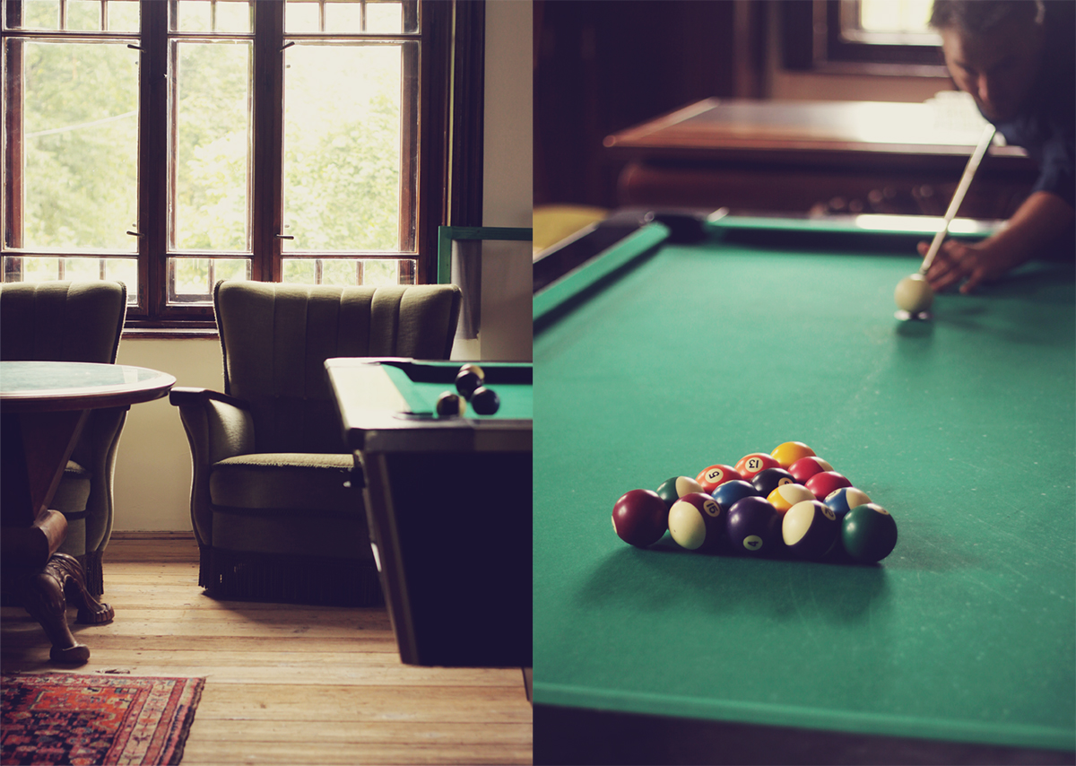pool table, billiards, old mansion, study room, old armchairs