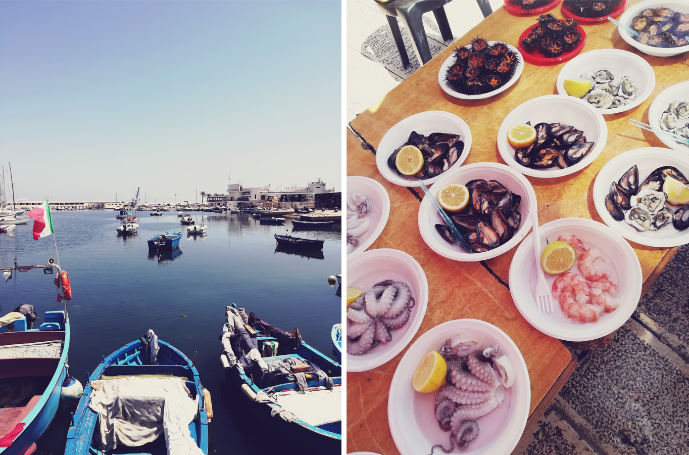 Bari, Bari port, raw seafood