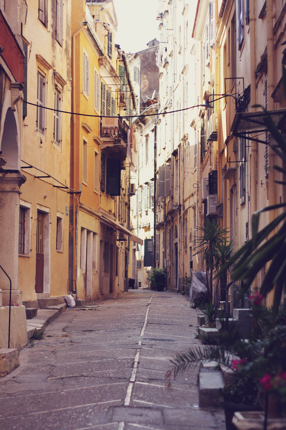 Corfu Town, travel post, empty narrow street