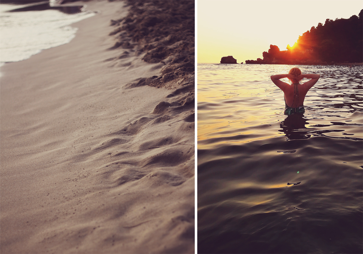Corfu, travel post, Glyfada beach, beautiful Summer sunset, Zaful swimsuit, beach wear