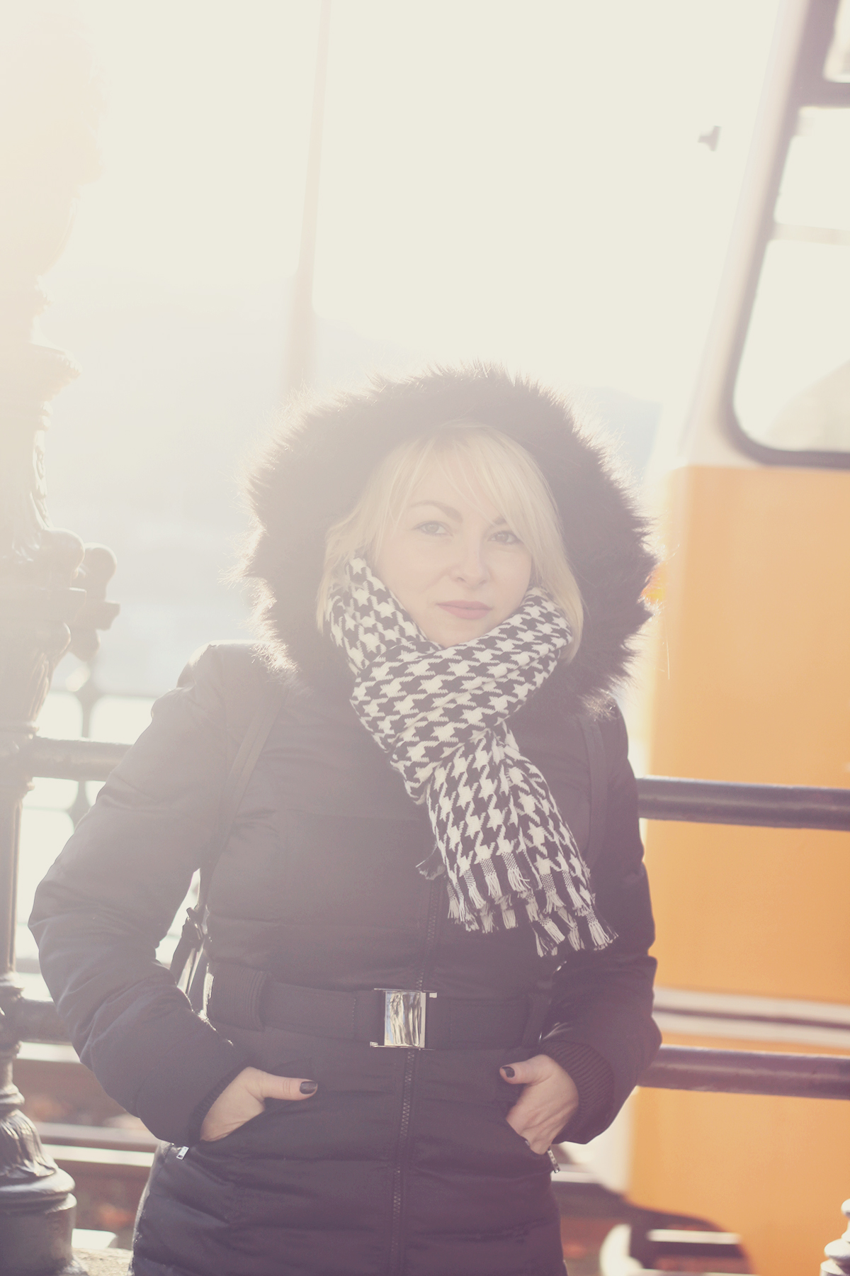 Budapest, travel, travel post, Donna Karan puffer jacket, Primark tweed scarf, sunlight