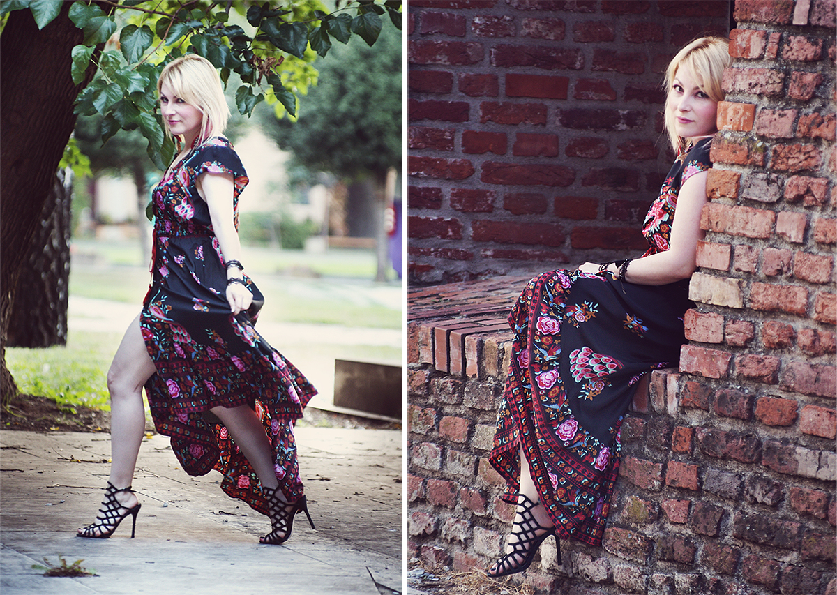 bohemian dress, mesh sandals, summer style, bohemian style