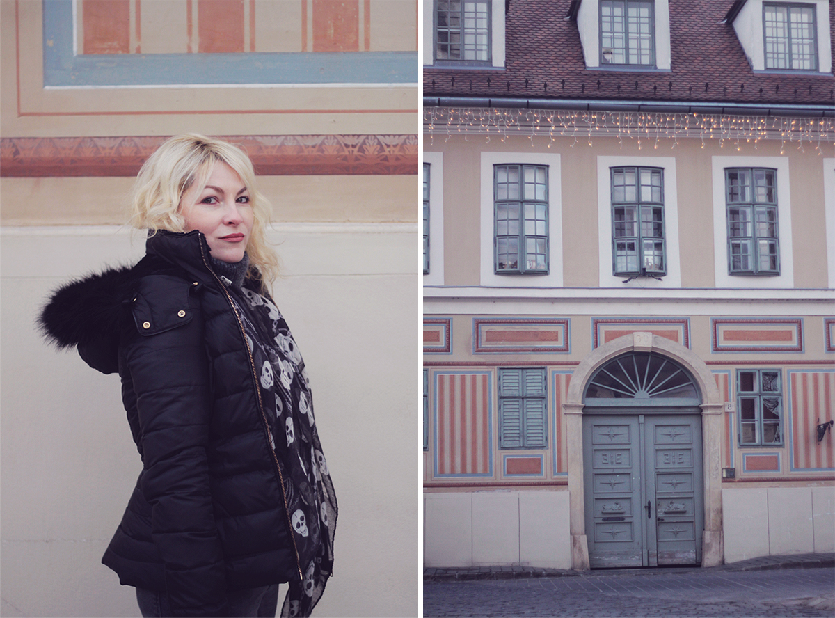 Budapest, winter fashion, winter look, Zara jacket, skull scarf