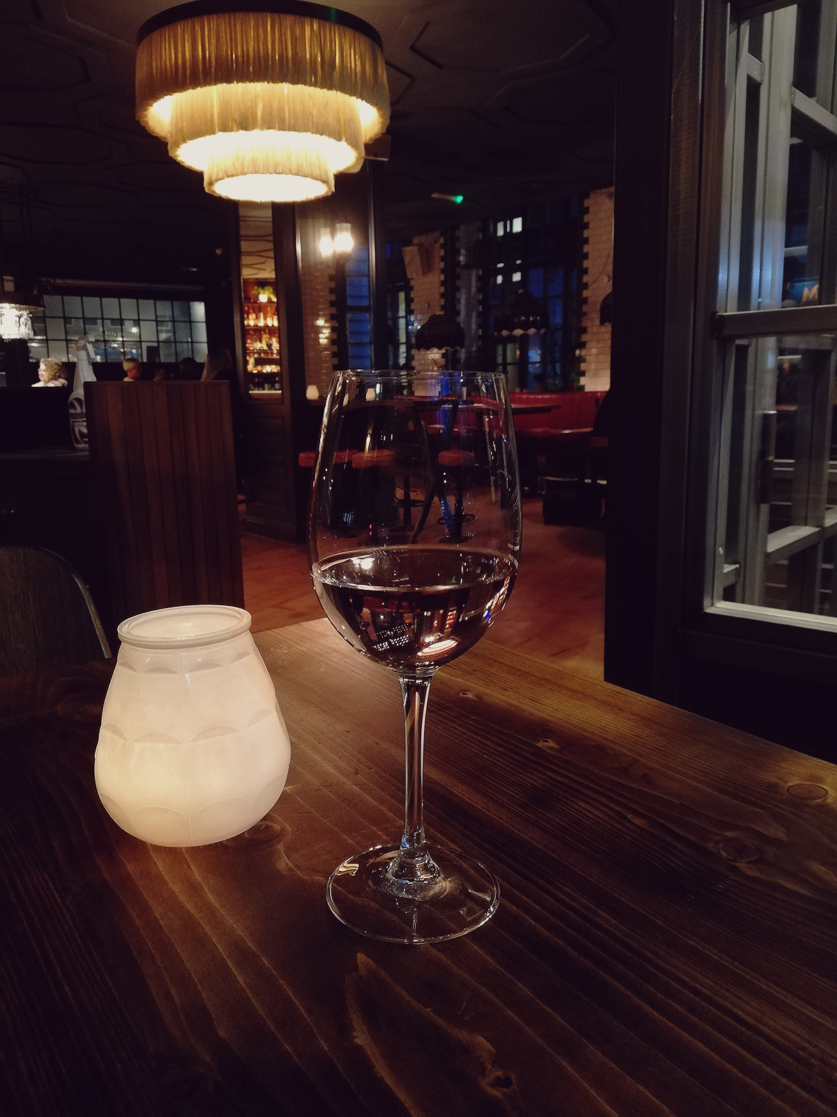 London, glass of wine