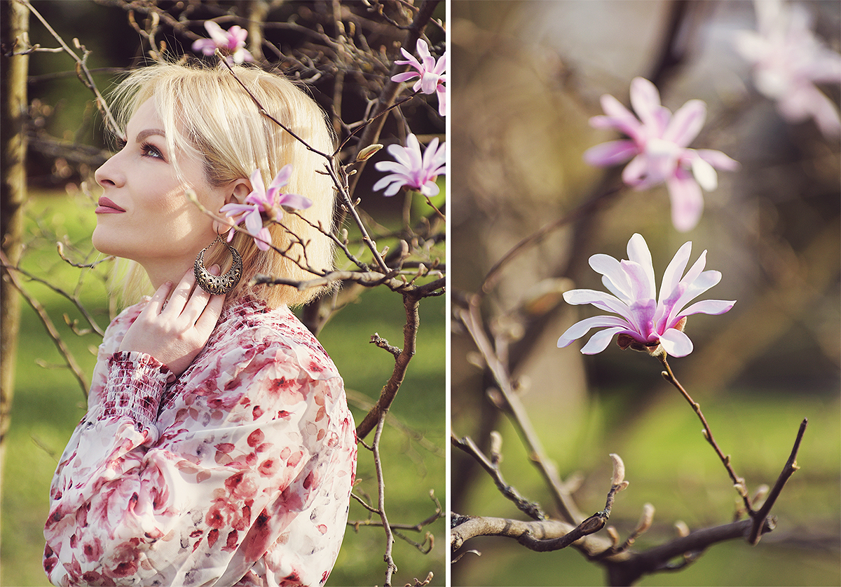 spring look, spring make-up, magnolia tree