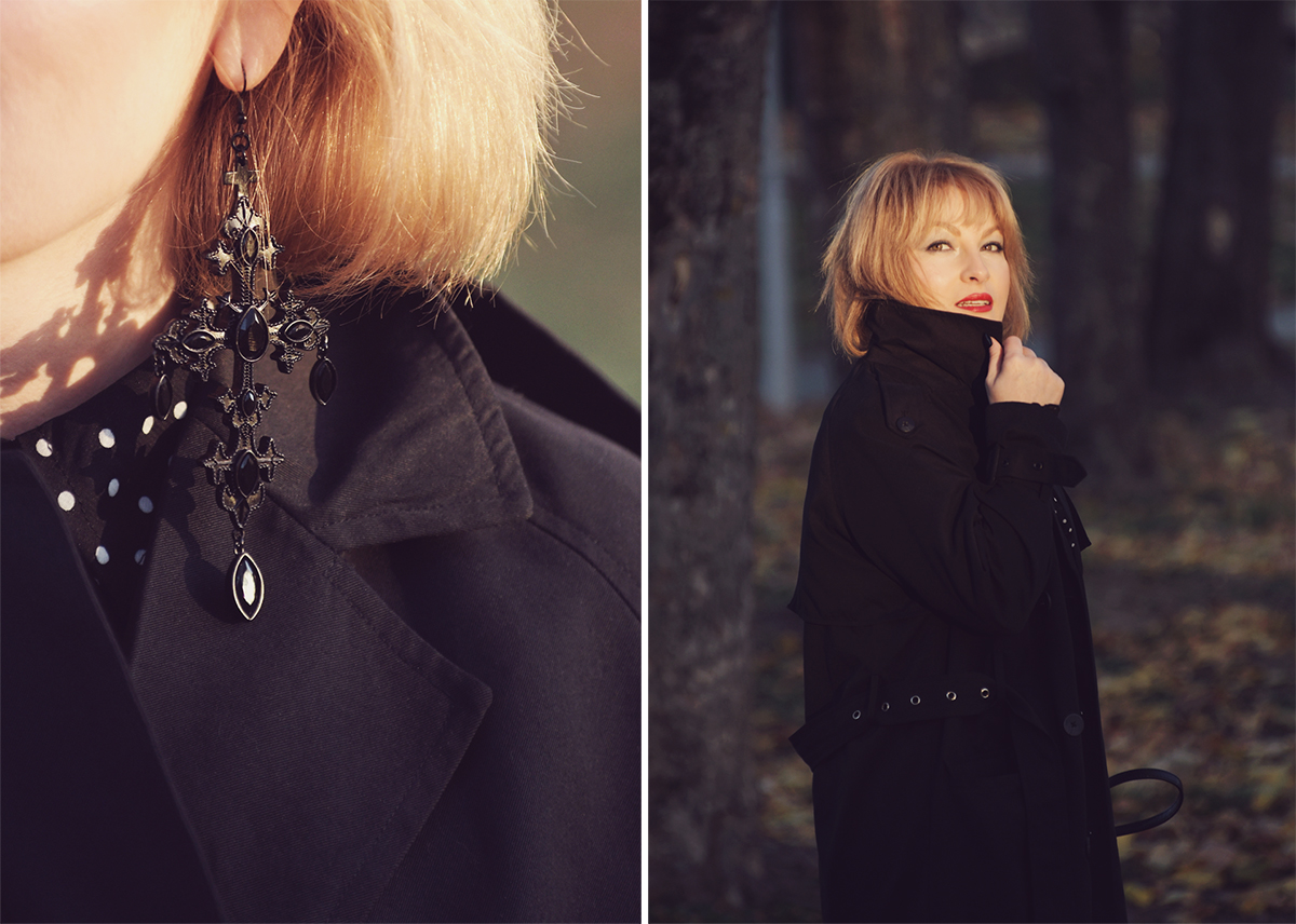 All Black Autumn Outfit with Killstar Chandelier Earrings