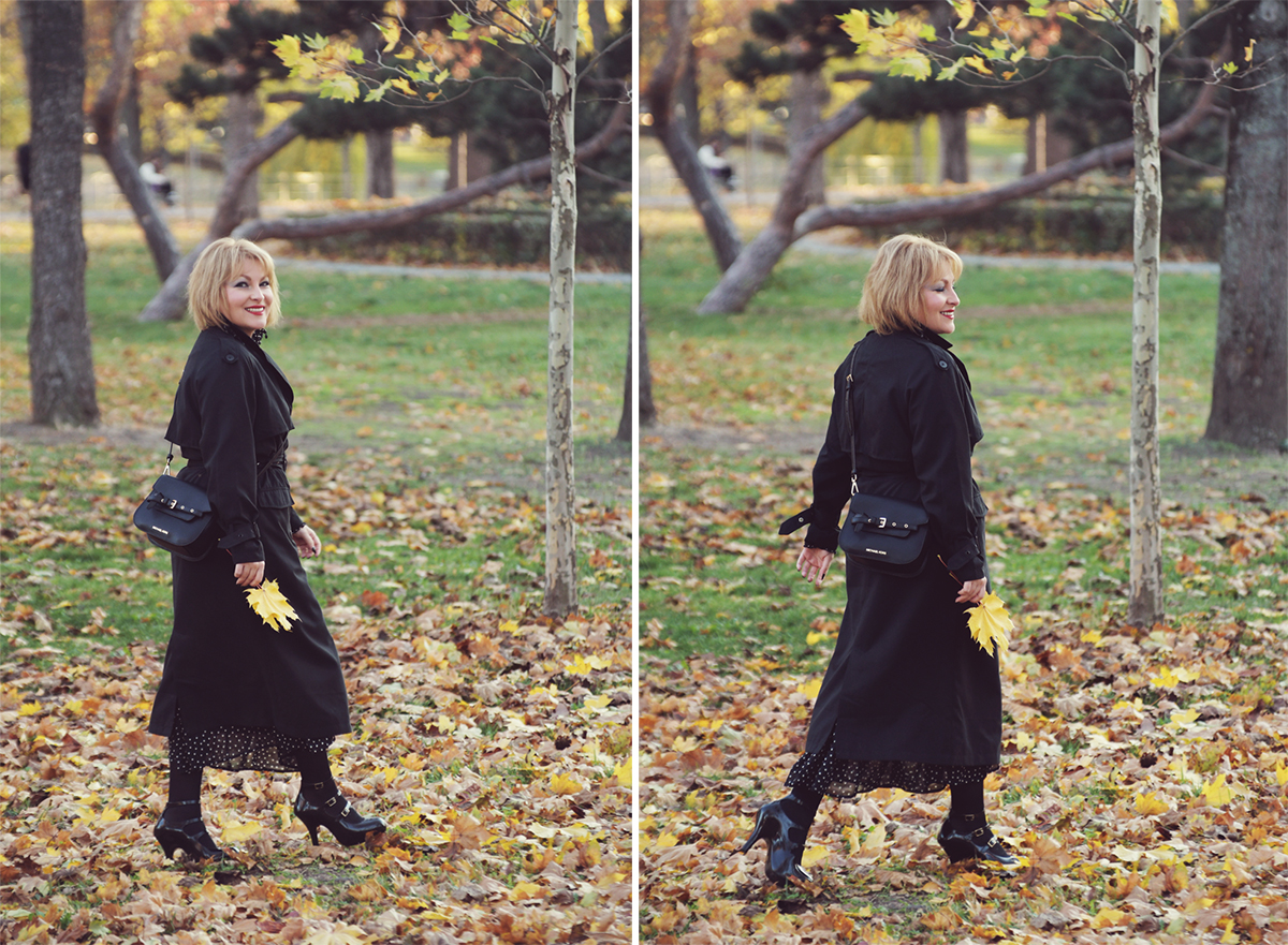 All Black Autumn Outfit with Long Trench Coat